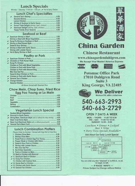 Menu China Garden