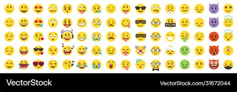 Emoticon Big Set Emoji Pack All Face And Hand Vector Image