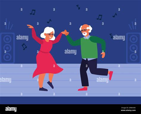 Old Woman Dancing Dance Floor Stock Vector Images Alamy