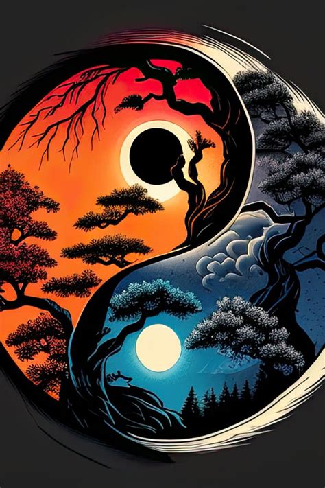 Yin Yang Sun And Moon Night And Day By Thepatrick00 Redbubble Yin