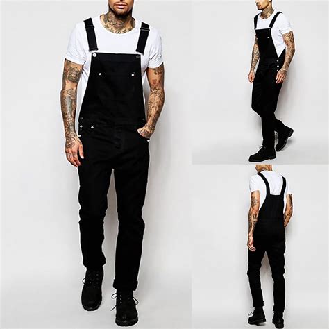 WUWUQF Jeans for Men Overalls Mens Pocket Overall Jumpsuit Streetwear ...