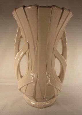 Mc Coy Huge White Ribbon Or Strap Vase Tall Collectible In