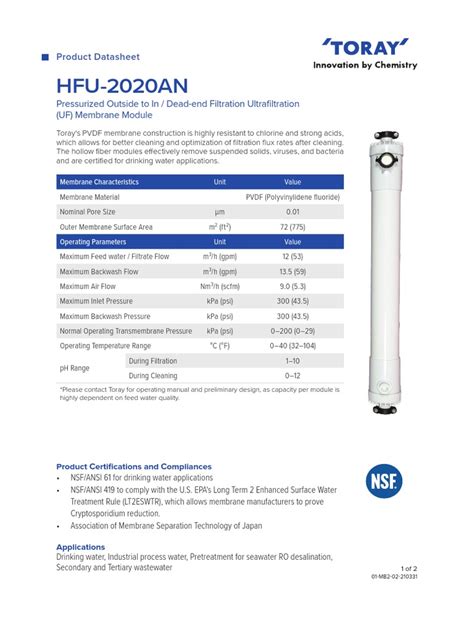 Hfu 2020an Pressurized Outside To In Dead End Filtration Ultrafiltration Uf Membrane Module