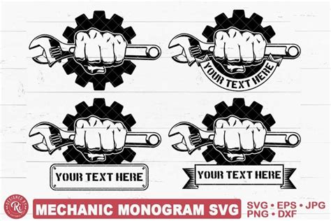 Mechanic Monogram Svg Hand Holding Wrench Svg Gears Svg