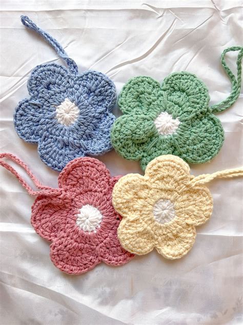 Crochet Cottagecore Flower Charm Pouch Bag Charm Coin Purse Etsy