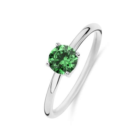 New Bling 9NB 1127 52 Zilveren Ring Met Zirkonia Steen Groen 6mm