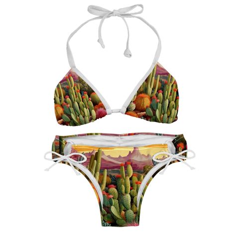 Cactus Detachable Sponge Adjustable Strap Bikini Set Two Pack Swim Suit