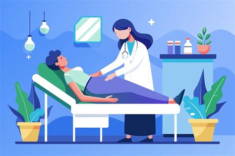 Premium Vector A Woman Lying In A Hospital Bed While A Doctor