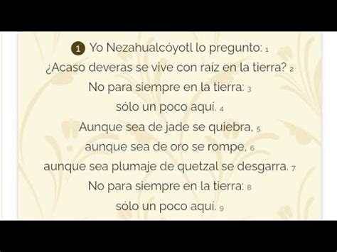 Poema Nezahualcóyotl Yo lo pregunto YouTube