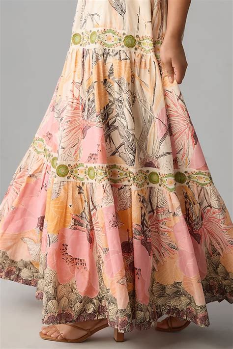 By Anthropologie Square Neck Floral Maxi Dress Anthropologie