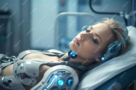 Premium Ai Image Female Cyborg Lying On The Hospital Bed