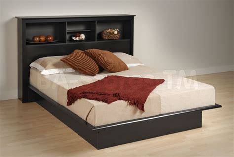 Beds Prepac Black Platform Bed With Bookcase Headboard Bbd 5475 Bsh