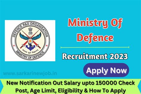 Ministry Of Defence Recruitment New Notification Out Salary Upto