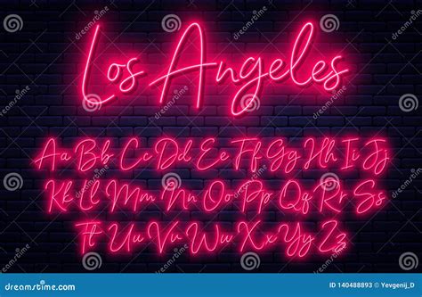 Glowing Neon Script Alphabet Neon Font With Uppercase And Lowercase