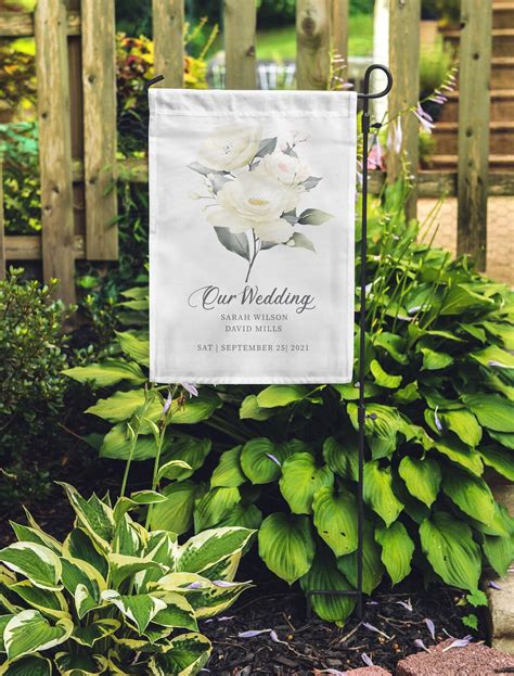 Personalized Floral Wedding Garden Flag Outdoor Reception Welcome Sign