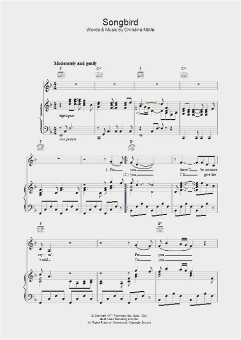 Songbird Piano Sheet Music | OnlinePianist