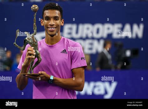 Canadian Felix Auger Aliassime Poses For The Photographer With The