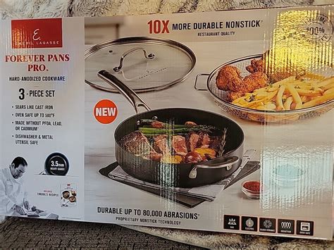 Emeril Lagasse Forever Pans Pro 3 Piece 11 Inch Fry Pan Wlid And Basket 02044 Ebay