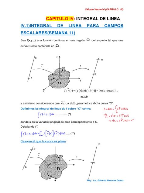 Semana 11 Pdf Calculo Vectorial Integral De Linea Pdf Integral Vector Euclidiano