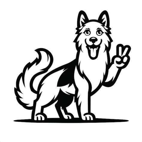 Premium Vector Confident German Shepherd Peace Gesture Isolated