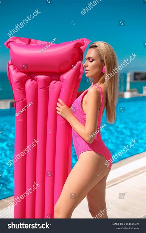 Attractive Bikini Model Woman Posing Pink Stock Photo 2164846609 Shutterstock