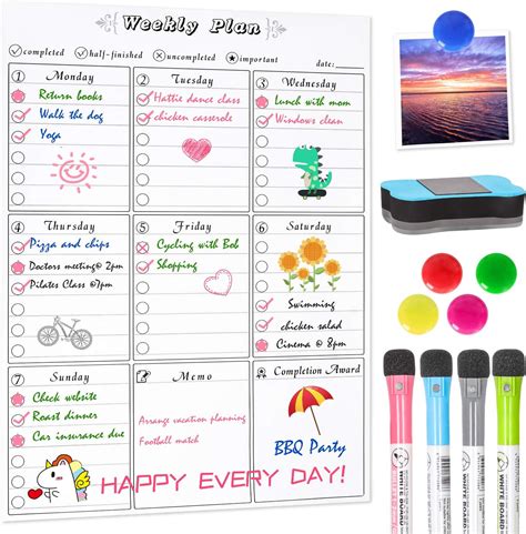 Weekly Planner Whiteboard For Walls Daily Planner Fridge Magnetic