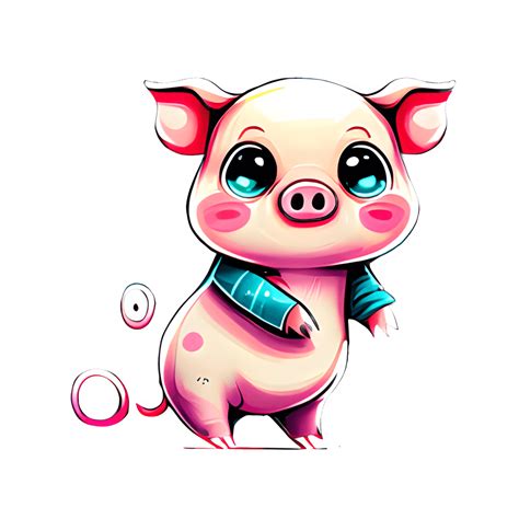 Illustration de dessin animé mignon en forme de cochon kawaii