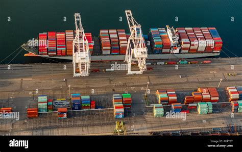 Aerial View Container Port Of Long Beach In The Mist Long Beach Los