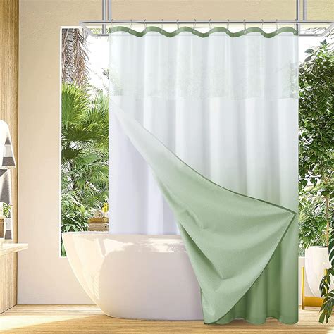 Amazon Smabu Sage Green Shower Curtain With Liner Double Layer