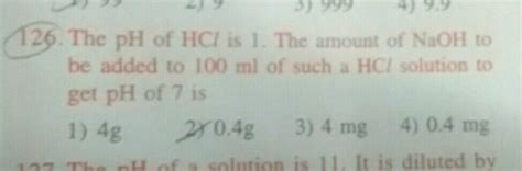 The Ph Of Hci Is The Amount Of Naoh To Be Added To Ml Of