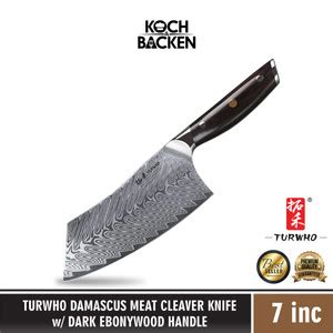 Promo TURWHO Premium 7 Japanese Style Damascus Cleaver Knife Ebony