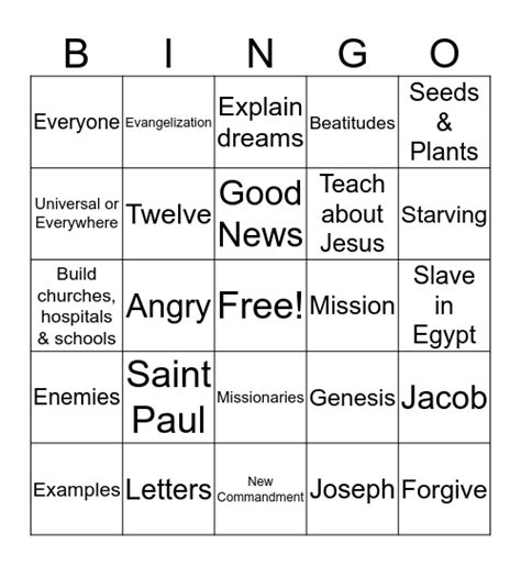 Faith Formation Bingo Card
