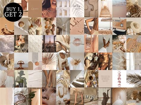 Boujee Boho Beige Aesthetic Wall Collage Kit Pcs Instant Etsy