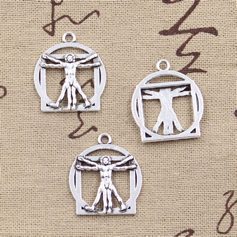 12pcs Charms Da Vinci Human Figure 26x22mm Antique Bronze Silver Color