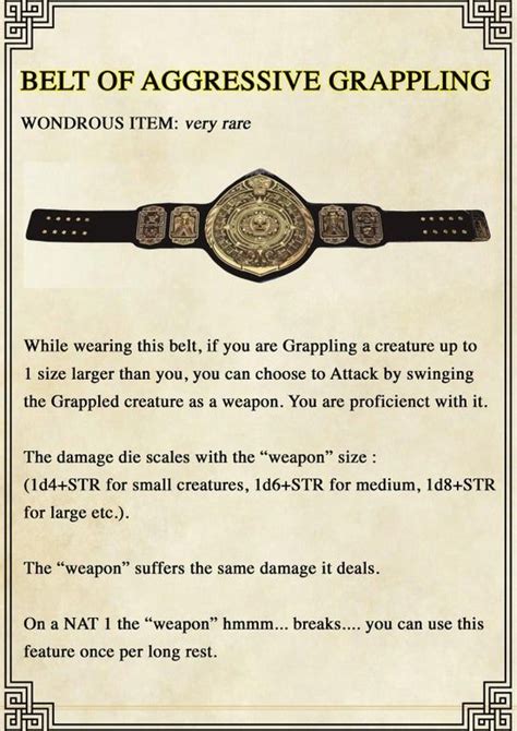 Belt Of Aggressive Grappling 5e In 2024 Dungeons And Dragons Homebrew