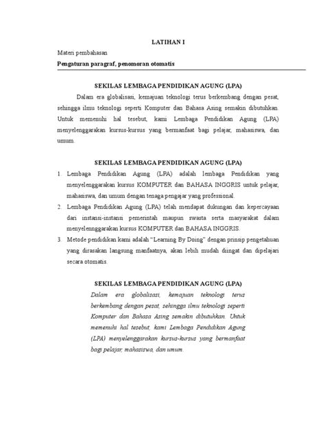 Modul Latihan Office Word Pdf