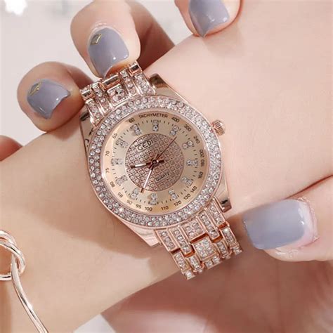 Fashion Geneva Watch Women Dress Watches Rose Gold Stainless Steel