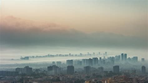 Vista Panor Mica Paisaje Urbano Rascacielos Smog Contaminaci N