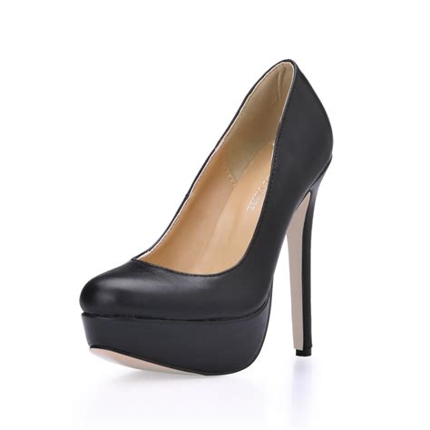 Womens Leatherette Stiletto Heel Pumps Platform Closed Toe Shoes