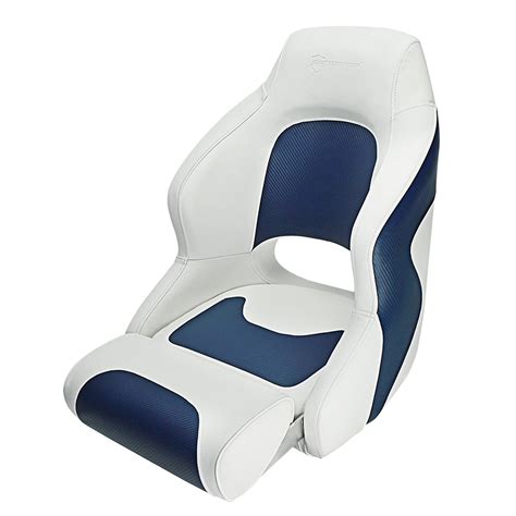 Seamander S1043 Series High Back Captain Bucket Boat Seat Sport Flip Up Seat In Whiteblue