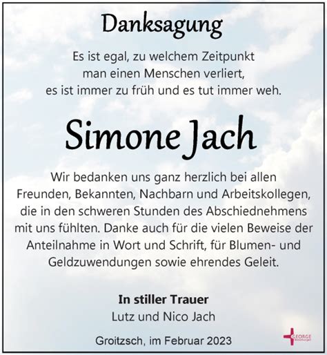 Traueranzeigen Von Simone Jach Trauer Anzeigen De