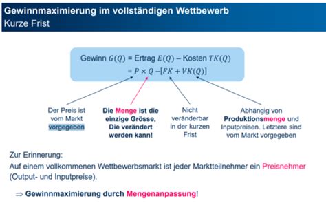 W Marktgleichgewicht Bei Vollst Ndiger Konkurrenz Karteikarten Quizlet