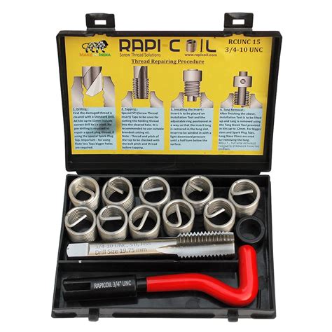 RAPI COIL UNC Thread Repair Kit Stainless Steel 304 High Speed Steel M2