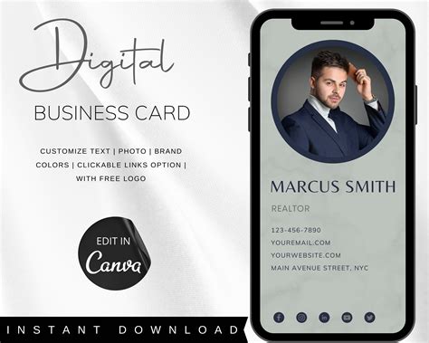 Modern Digital Business Card Template Custom Digital Etsy