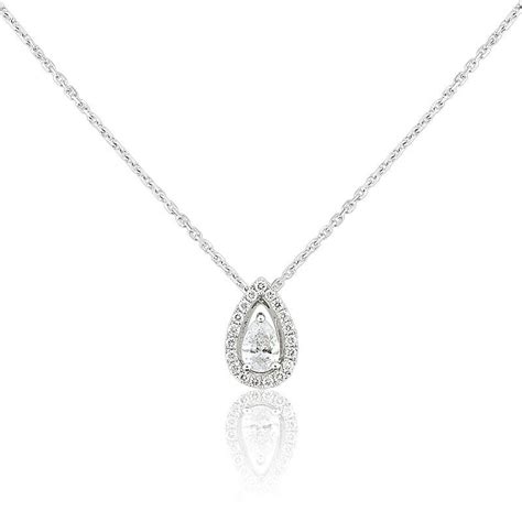 Collier Poire Diamants Ct Or Blanc Ocarat