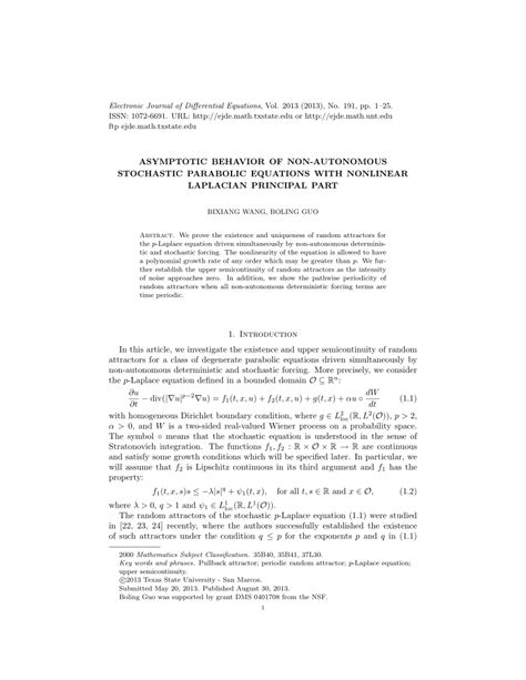 PDF Asymptotic Behavior Of Non Autonomous Stochastic Parabolic