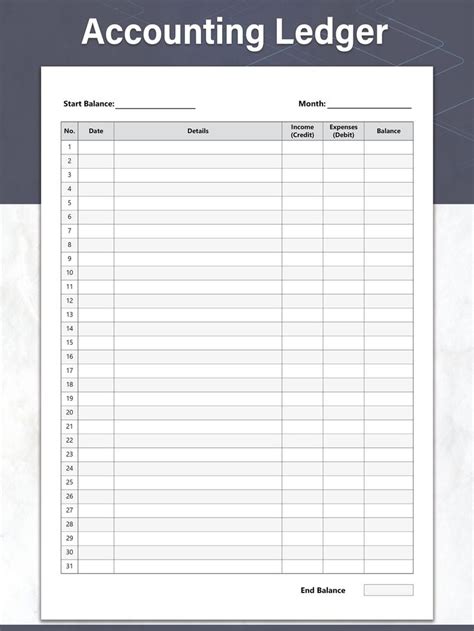 A Sheet Of Paper With The Words Accounting Ledger On It