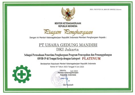 Award And Certification PT Usaha Gedung Mandiri