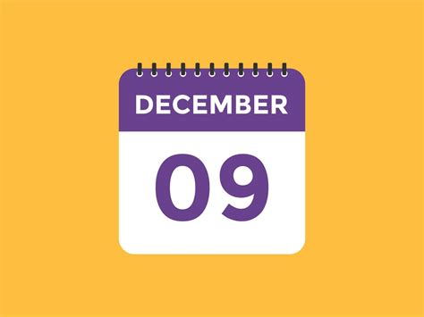 December 9 Calendar Reminder 9th December Daily Calendar Icon Template