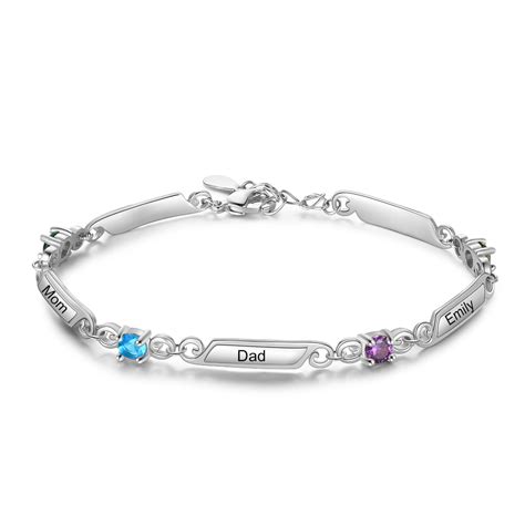 Birthstone 4 Names Bracelet